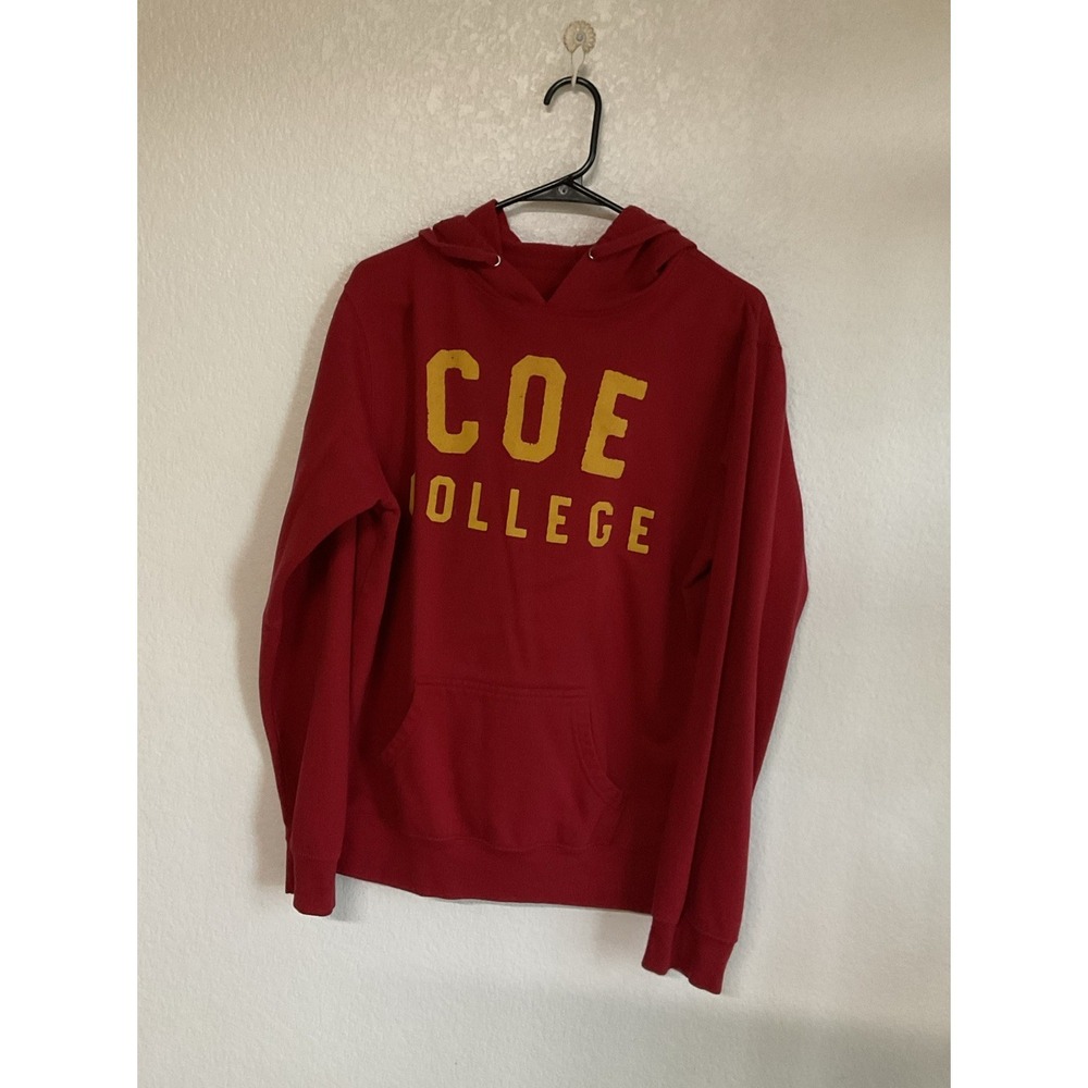 Coe College Unisex Red Gold Sweatshirt Hoodie Long Sleeve XL Hand Warmer